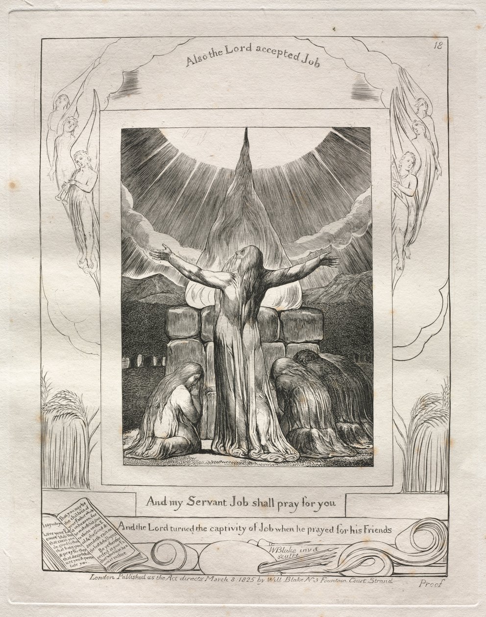 Il Libro di Giobbe: Tav. 18, E il mio servo Giobbe pregherà per te da William Blake