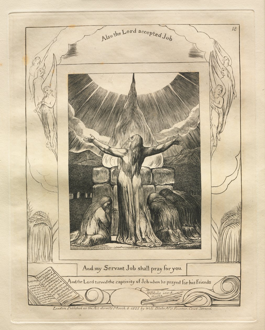 Il Libro di Giobbe: Tav. 18, E il mio servo Giobbe pregherà per te da William Blake