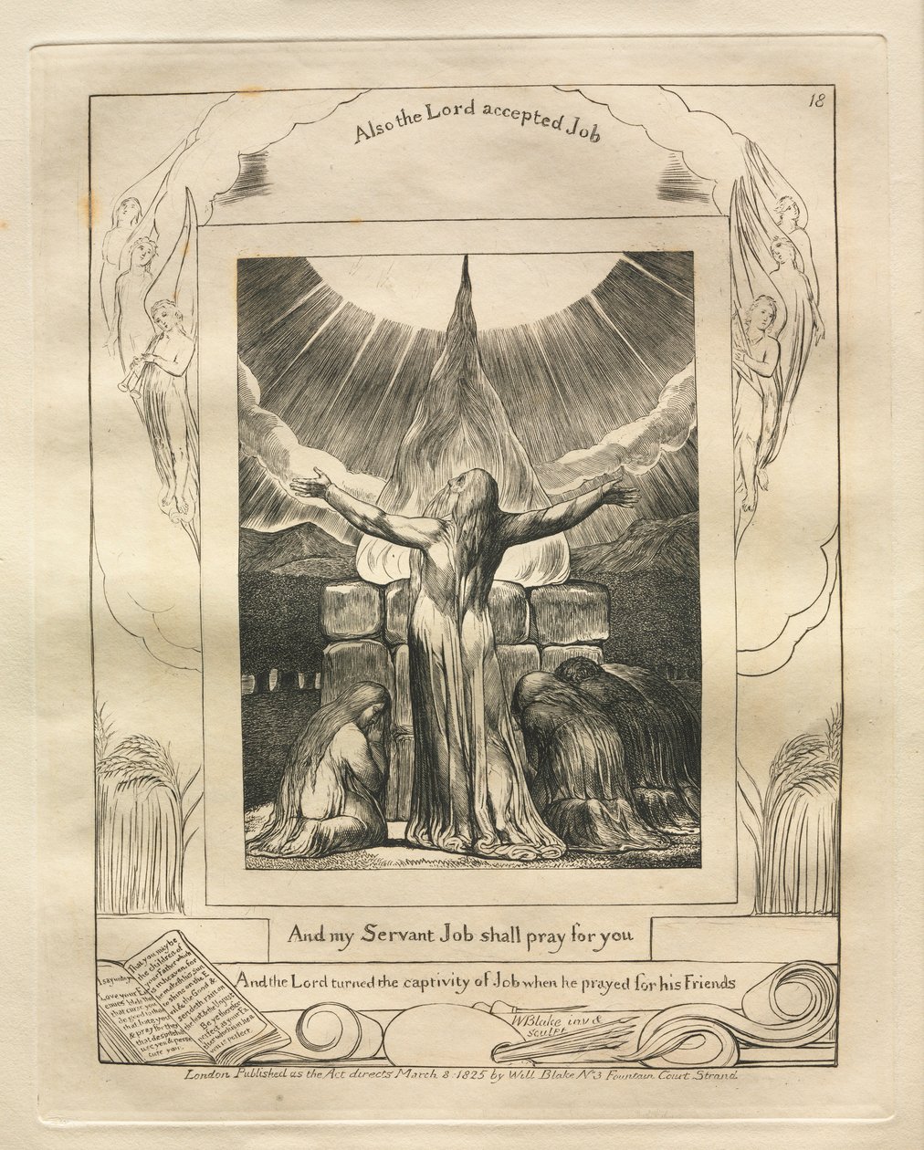 Il Libro di Giobbe: Pl. 18, E il mio servo Giobbe pregherà per voi, 1825 da William Blake