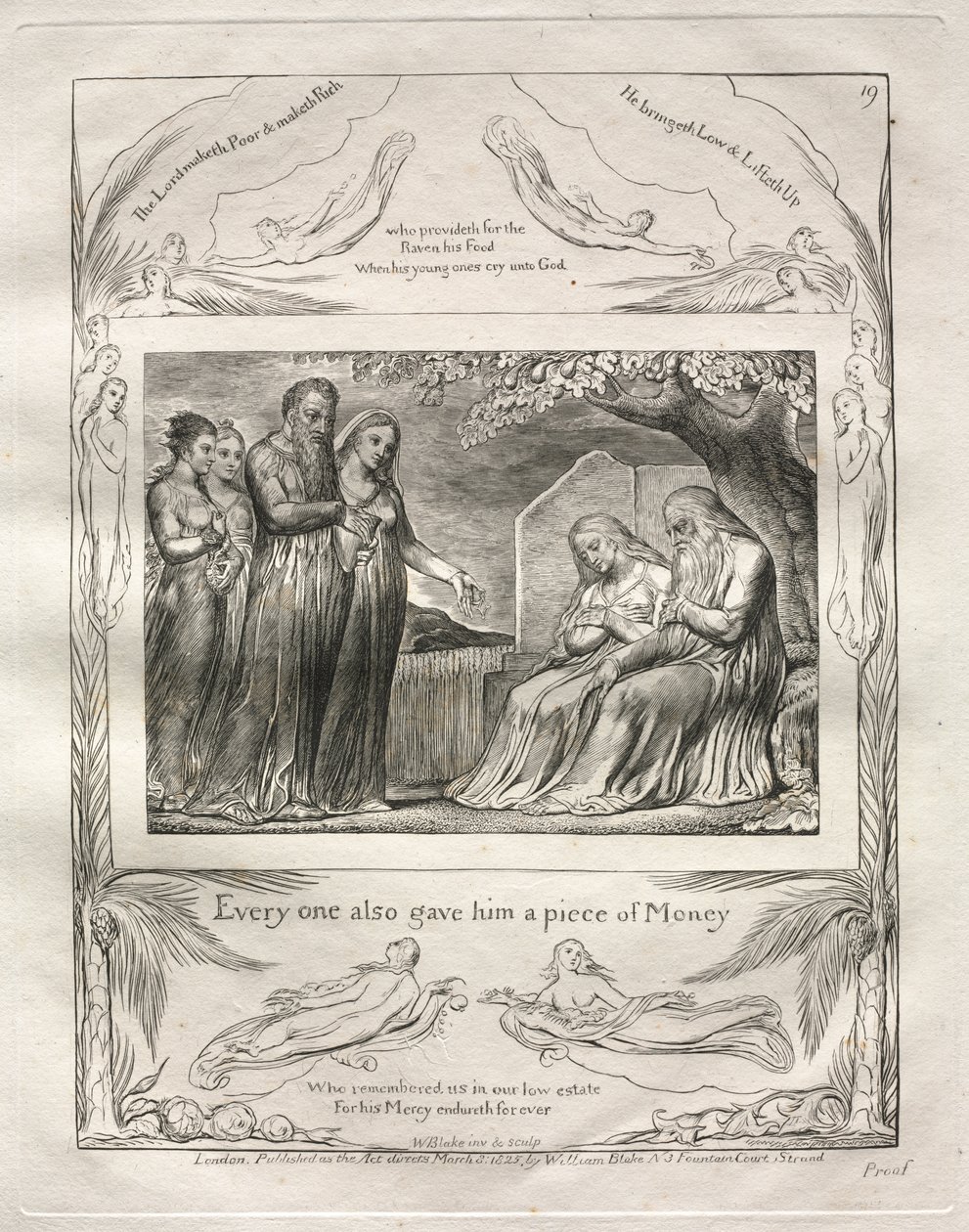 Il Libro di Giobbe: Tav. 19, Ognuno gli diede anche un pezzo di denaro da William Blake