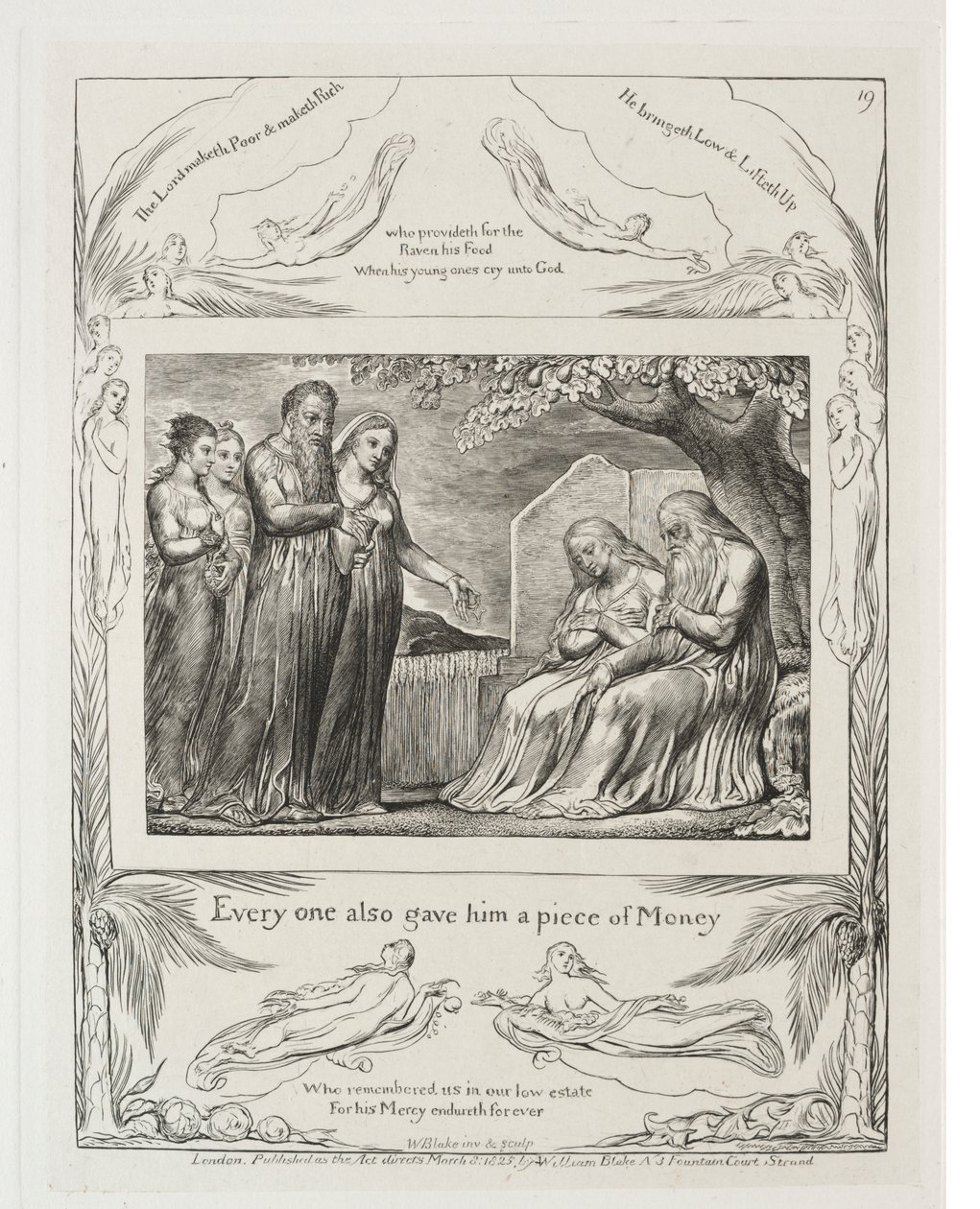 Il Libro di Giobbe: Tav. 19, Ognuno gli diede anche un pezzo di denaro da William Blake