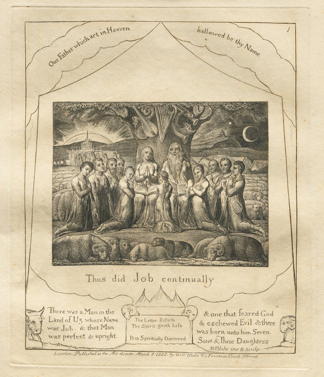 Il libro di Giobbe: Tav. 1, Così fece Giobbe continuamente da William Blake
