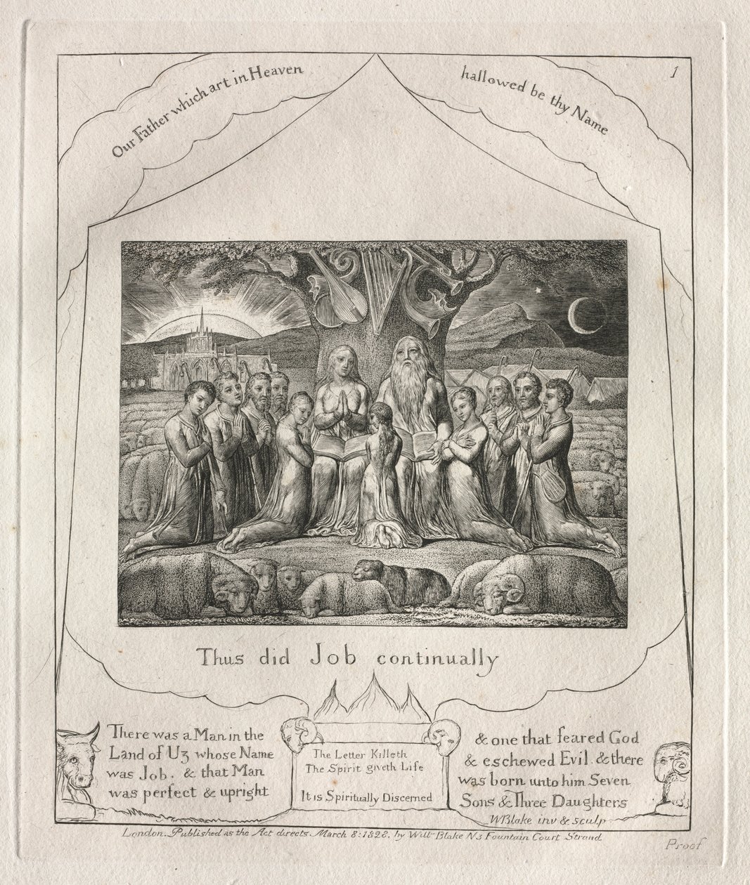 Il libro di Giobbe: Pl. 1, Così fece Giobbe continuamente da William Blake