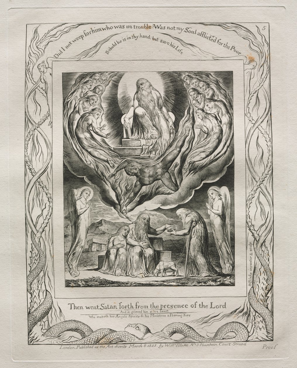 Il Libro di Giobbe: Tav. 5, Allora Satana uscì dalla presenza del Signore da William Blake