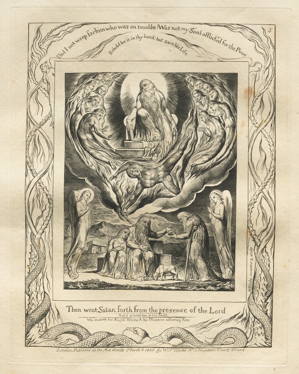 Il Libro di Giobbe: Tav. 5, Allora Satana uscì dalla presenza del Signore da William Blake