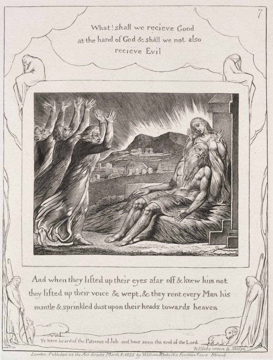 Il libro di Giobbe: Pl. 7, E quando alzarono gli occhi da William Blake