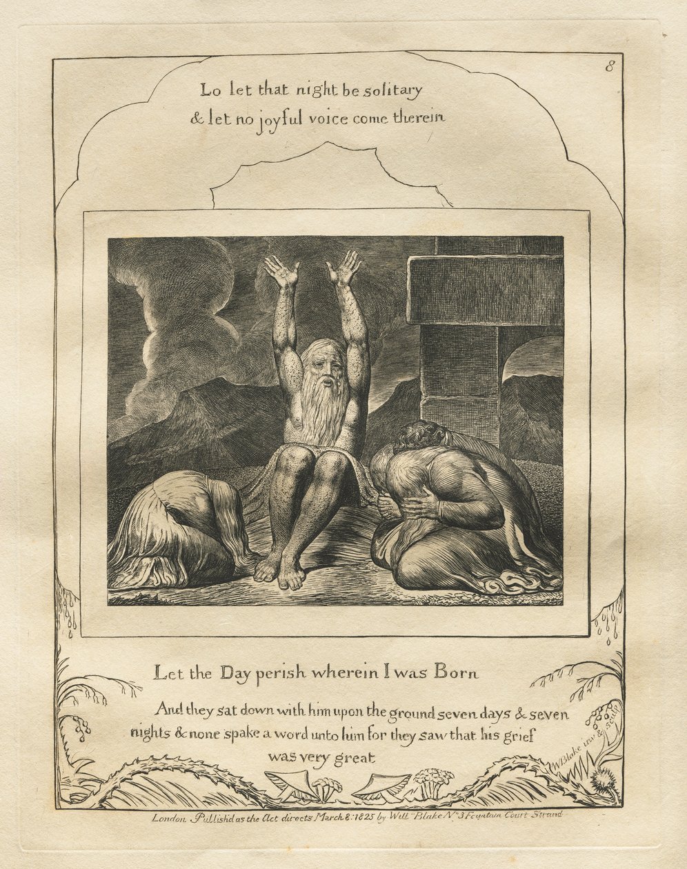 Il Libro di Giobbe: Tav. 8, Perisca il giorno in cui sono nato da William Blake