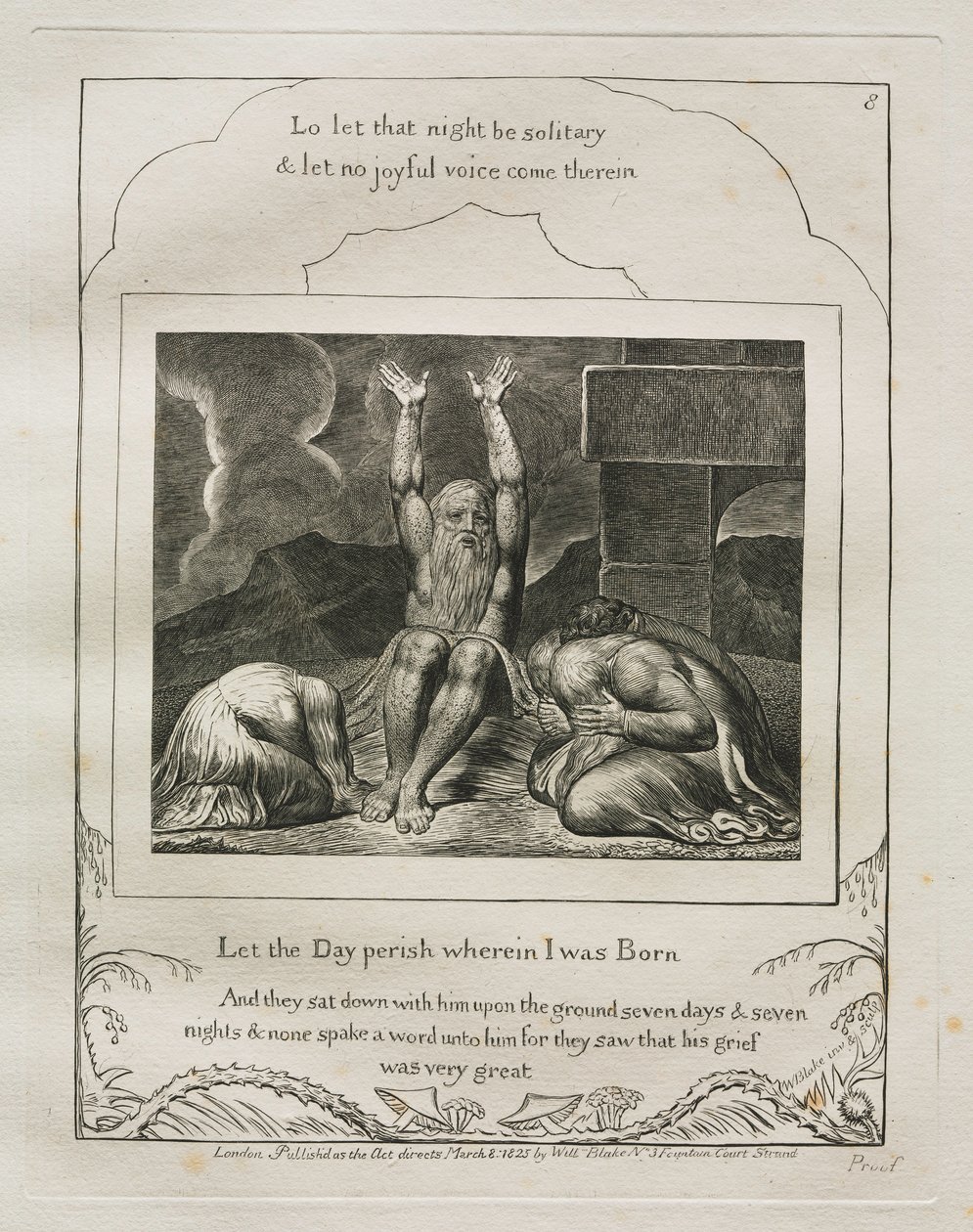 Il Libro di Giobbe: Pl. 8, Perisca il giorno in cui nacqui, 1825 da William Blake