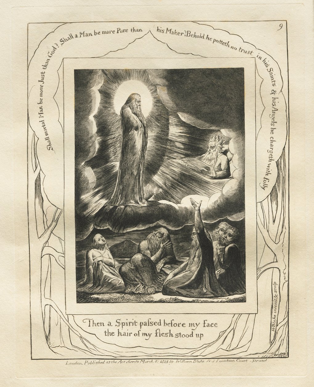 Il Libro di Giobbe: Tav. 9, Allora uno spirito passò davanti al mio volto, i peli della mia carne si rizzarono da William Blake