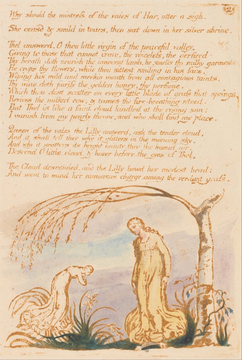 Il libro di Thel, Tavola 4, Perché la padrona... da William Blake