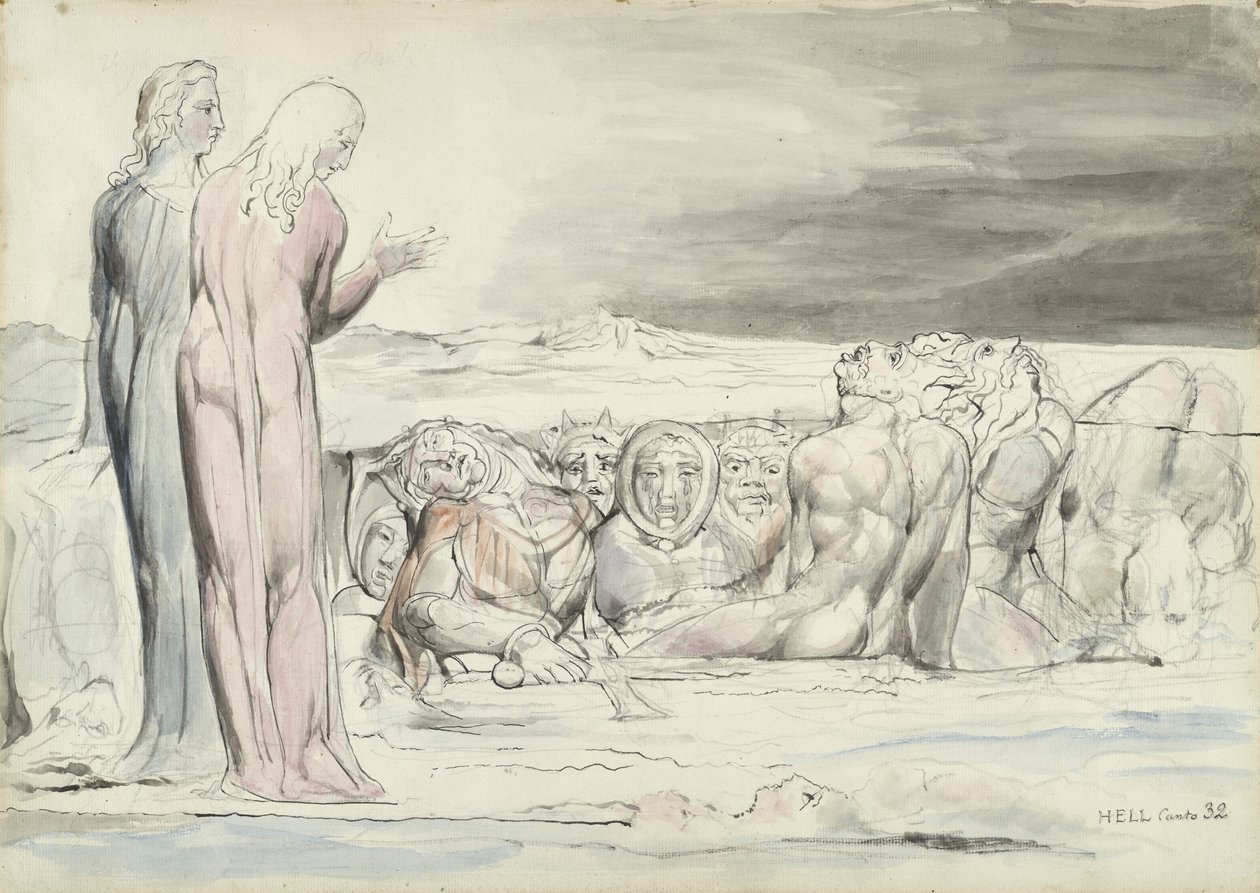 Il cerchio dei traditori: Fratelli Alberti, illustrazione alla Divina Commedia di Dante Alighieri, 1824-27 da William Blake