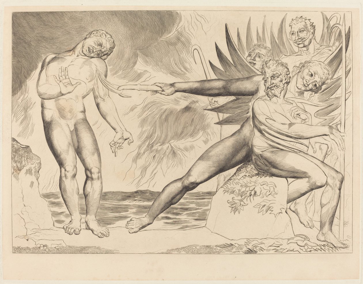 Il cerchio dei funzionari corrotti; i diavoli che tormentano Ciampolo da William Blake