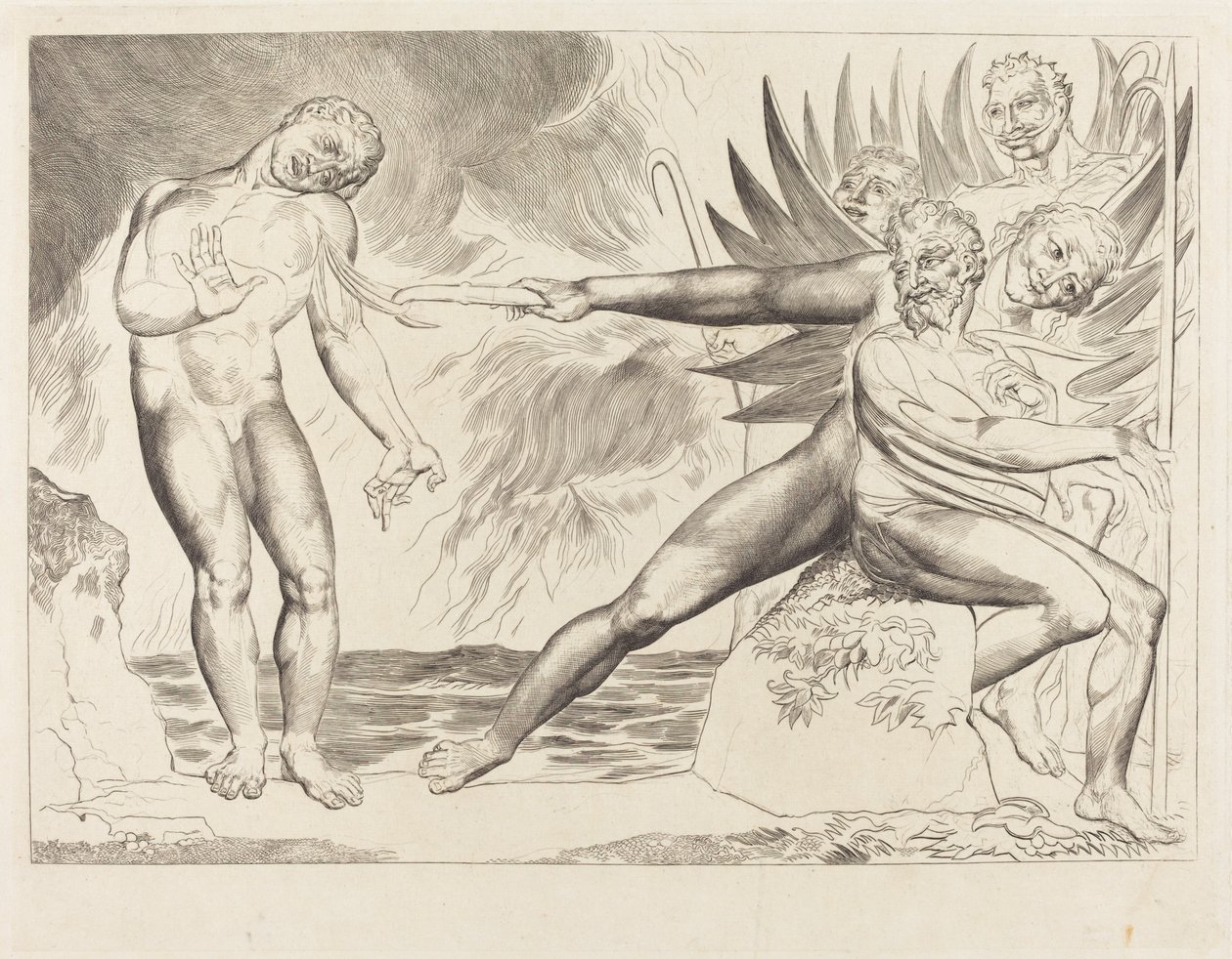 Il cerchio dei funzionari corrotti; i diavoli che tormentano Ciampolo da William Blake
