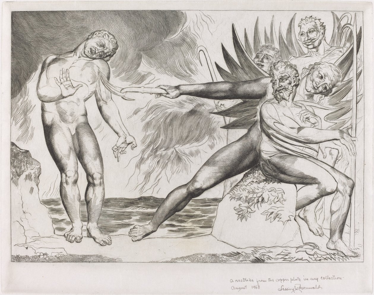 Il cerchio dei funzionari corrotti; i diavoli che tormentano Ciampolo da William Blake