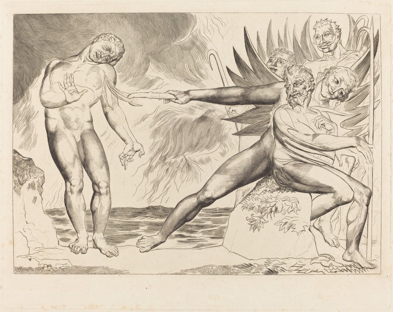 Il cerchio dei funzionari corrotti, i diavoli tormentano Ciampolo da William Blake