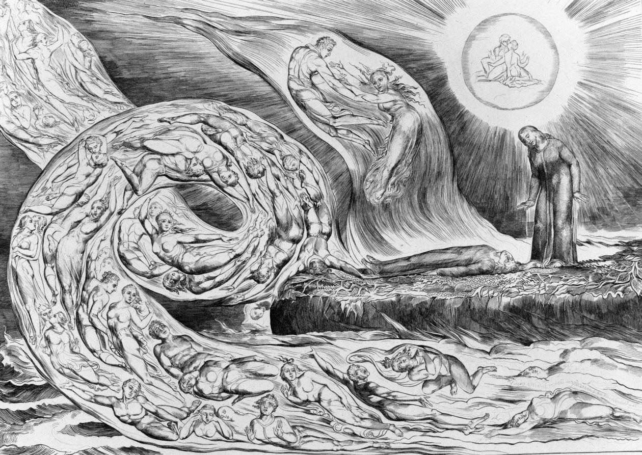 Il cerchio dei lussuriosi: Paolo e Francesca, dalla Divina Commedia di Dante (Inferno) da William Blake