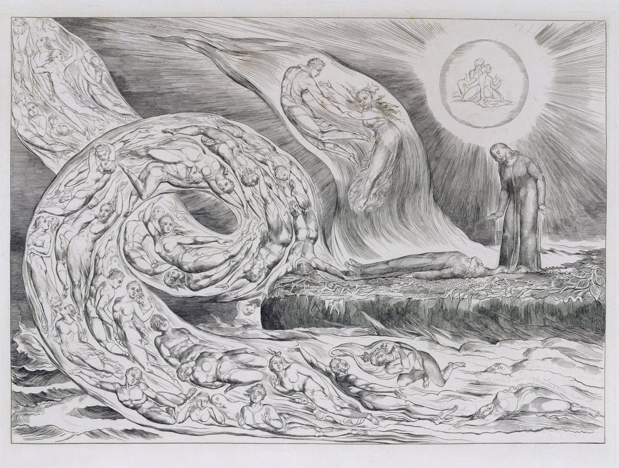 Il cerchio dei lussuriosi, illustrazioni della Divina Commedia di Dante da William Blake