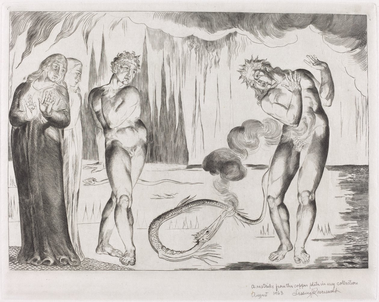 Il cerchio dei ladri, Buoso Donati attaccato dal serpente da William Blake