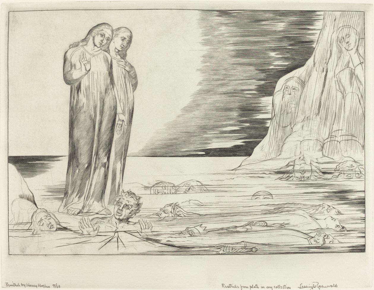 Il Cerchio dei Traditori; Il Piede di Dante Colpisce Bocca degli Abbate da William Blake