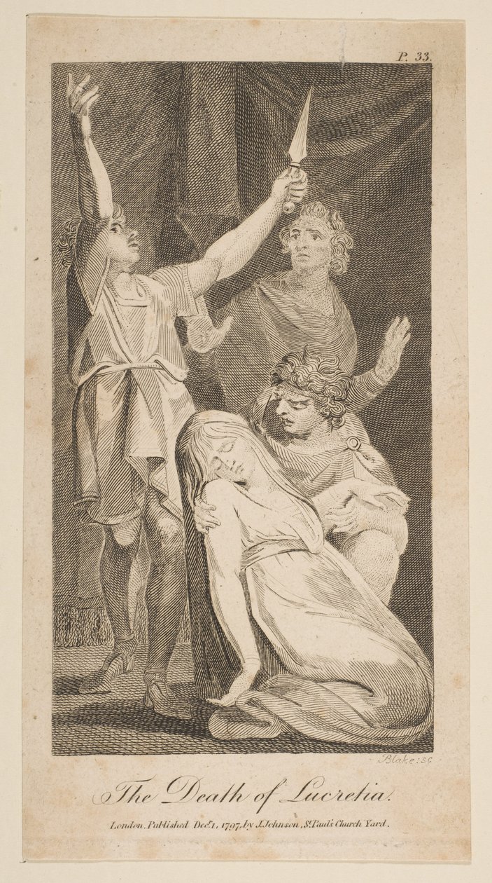 La morte di Lucrezia, da Allens New and Impartial Roman History da William Blake
