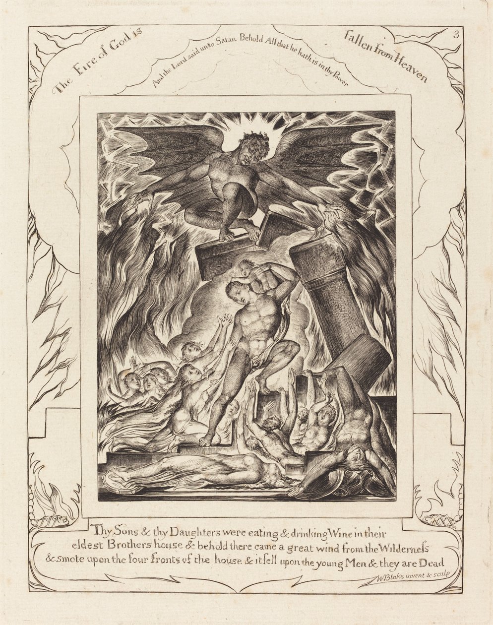 La distruzione dei figli di Giobbe da William Blake