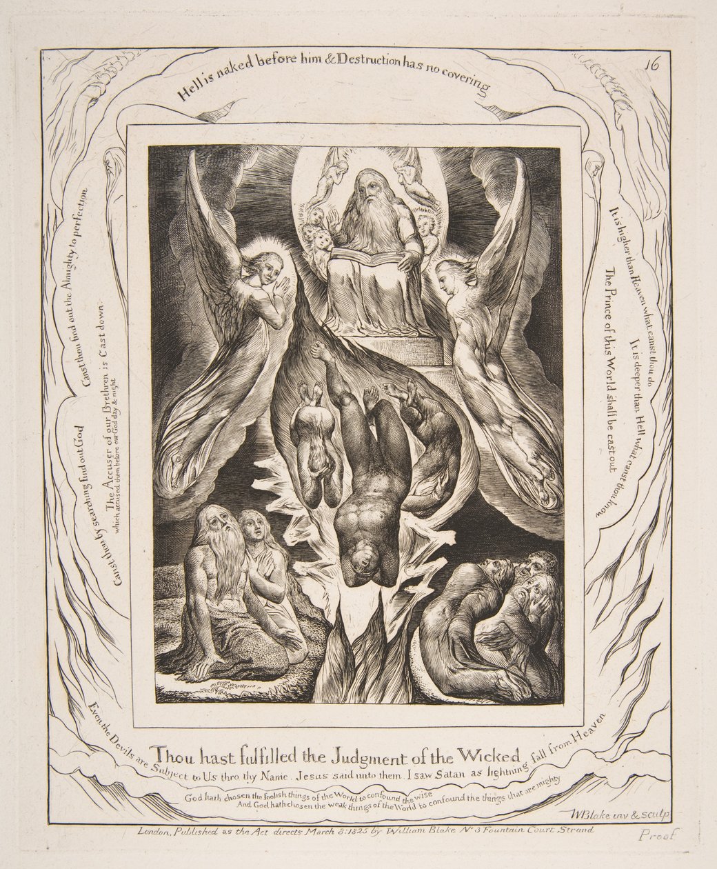 La caduta di Satana, dalle Illustrazioni del Libro di Giobbe da William Blake