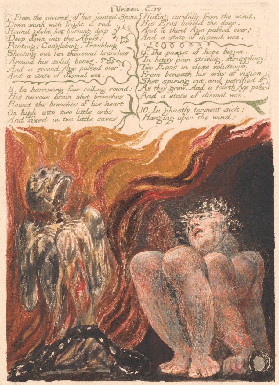 Il Primo Libro di Urizen, Tavola 10, "7. Dalle caverne della sua spina articolata..." (Bentley 11) da William Blake