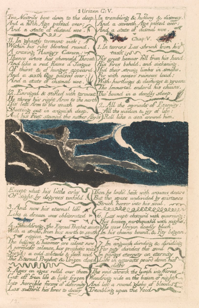 Il primo libro di Urizen, tavola 11, "Due narici piegate verso il profondo..." (Bentley 13) da William Blake