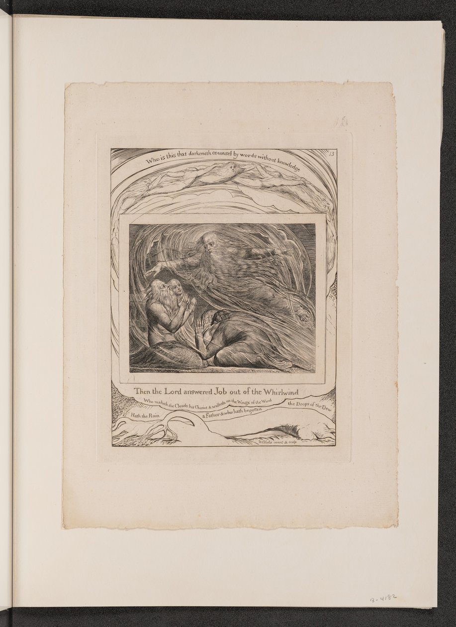 Il Signore risponde a Giobbe dal turbine, 1825 da William Blake