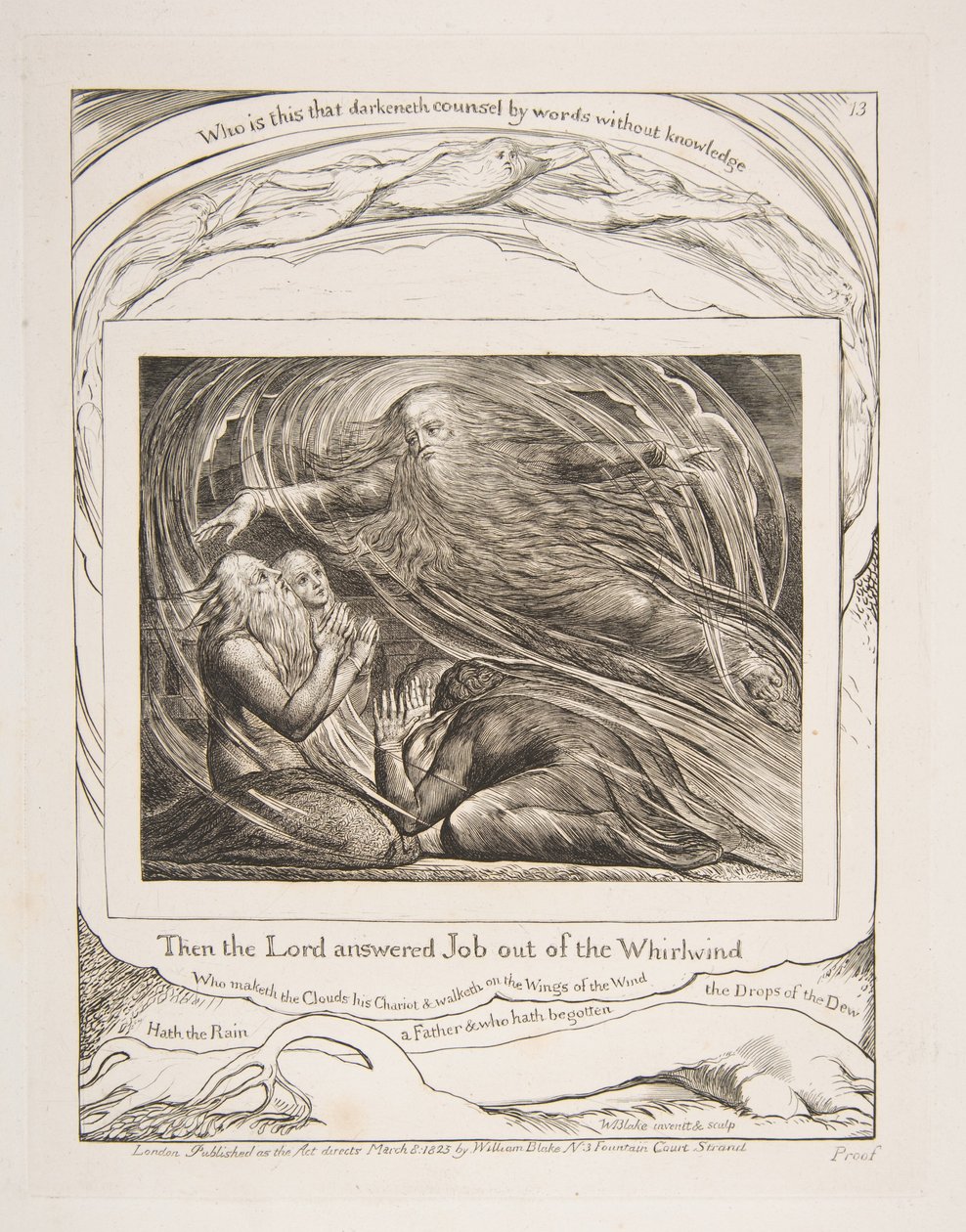 Il Signore risponde a Giobbe dal turbine, da Illustrazioni del Libro di Giobbe, 1825-26 da William Blake