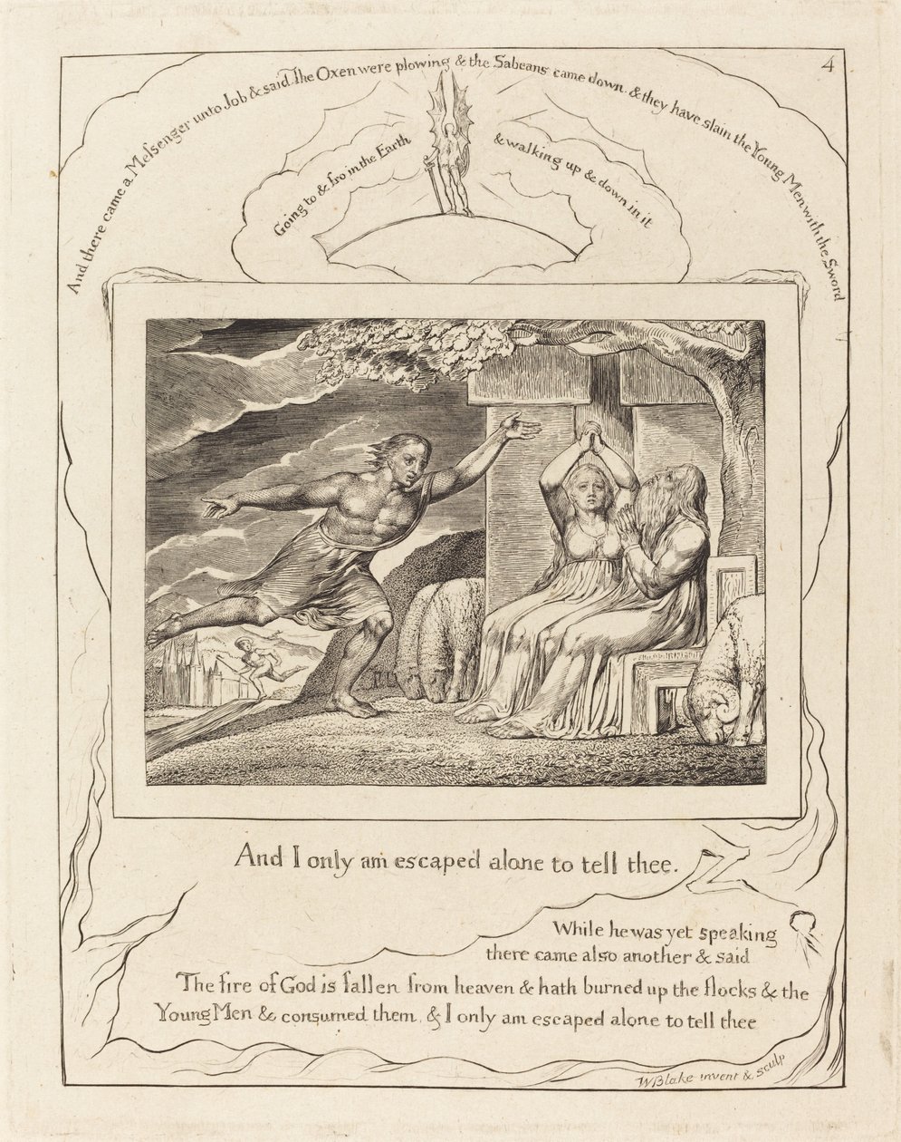 I messaggeri raccontano a Giobbe delle sue disgrazie da William Blake