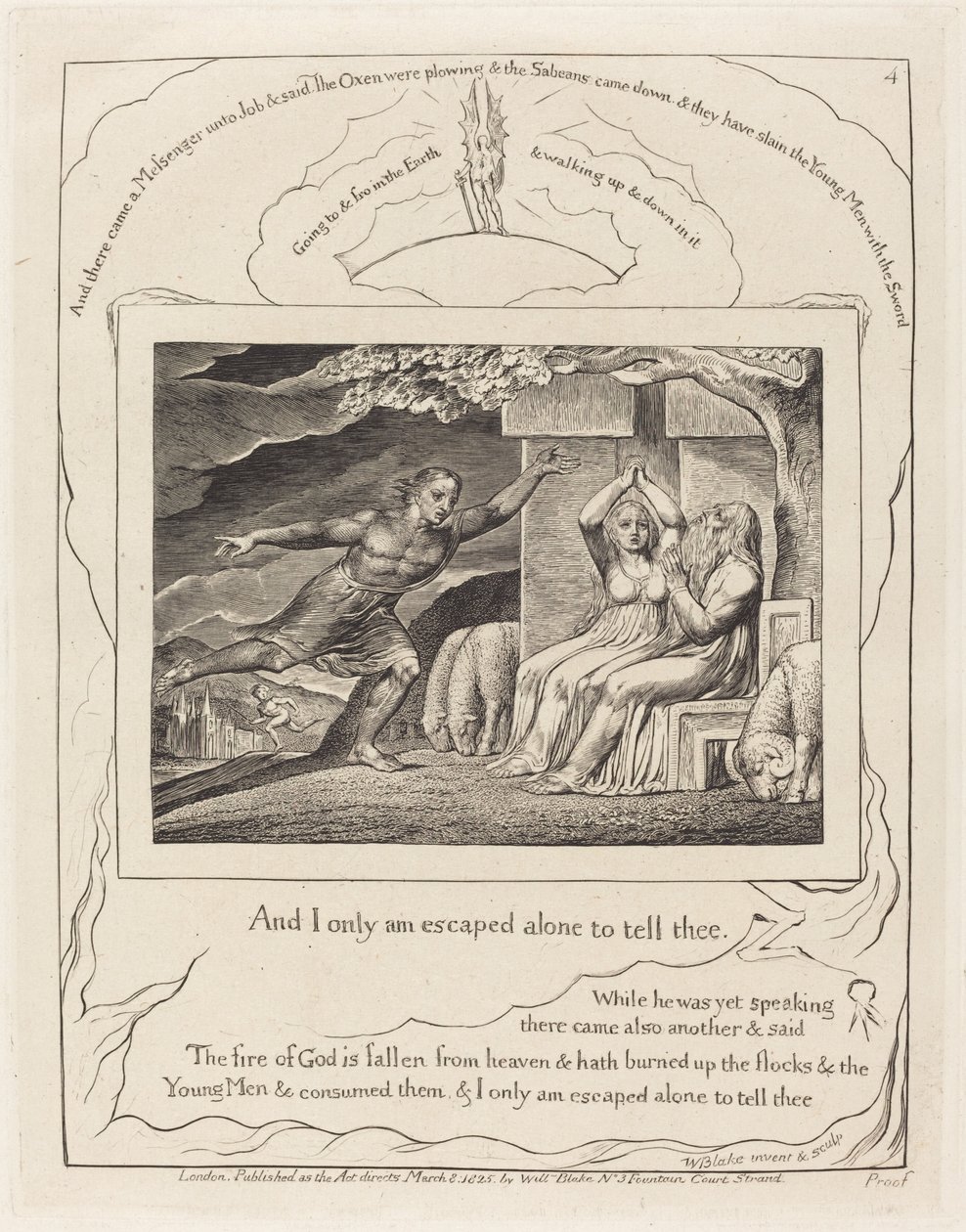 I messaggeri raccontano a Giobbe delle sue disgrazie da William Blake