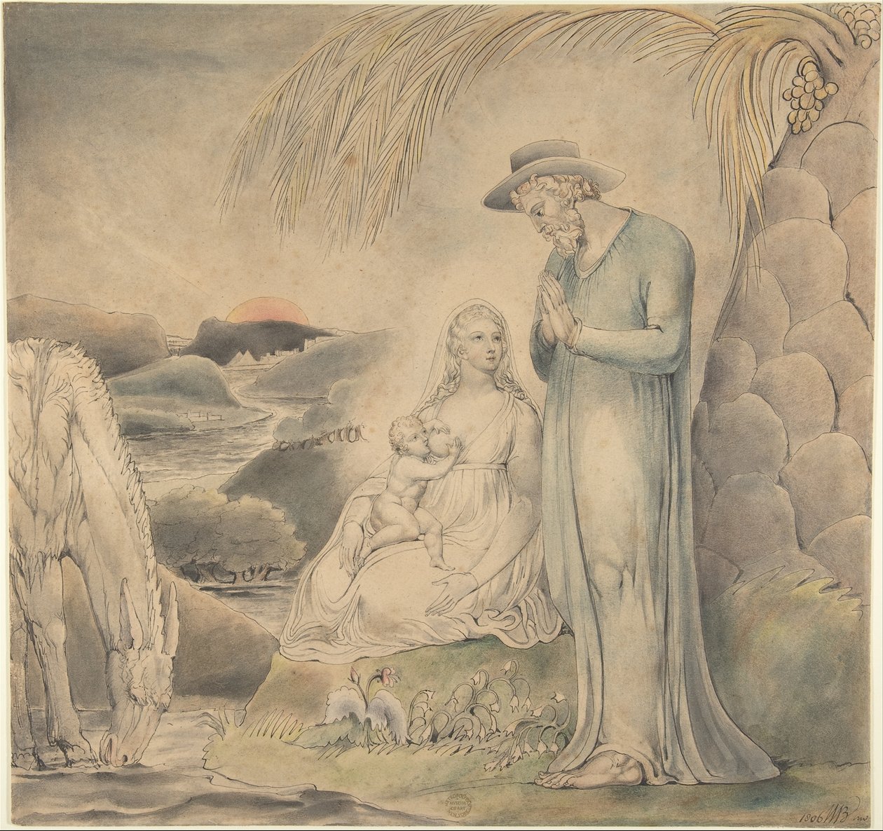 Il riposo durante la fuga in Egitto (Il riposo della Sacra Famiglia in Egitto) da William Blake