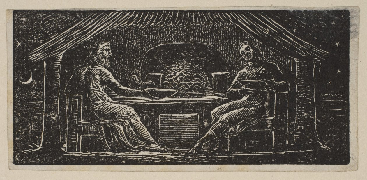 Thenot e Colinet mangiano il loro pasto serale, da Le pastorali di Virgilio di Thornton da William Blake