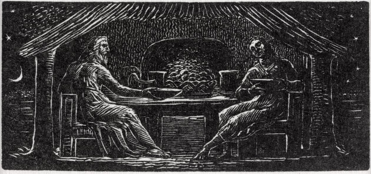 Thenot e Colinet cenano insieme, illustrazione da 