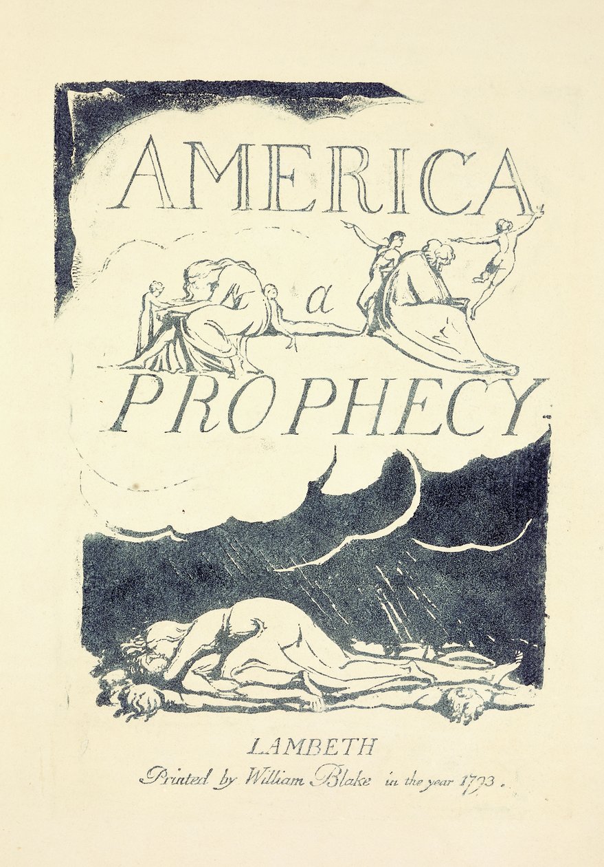 Pagina del titolo da "America, A Prophesy", metà 1790s da William Blake