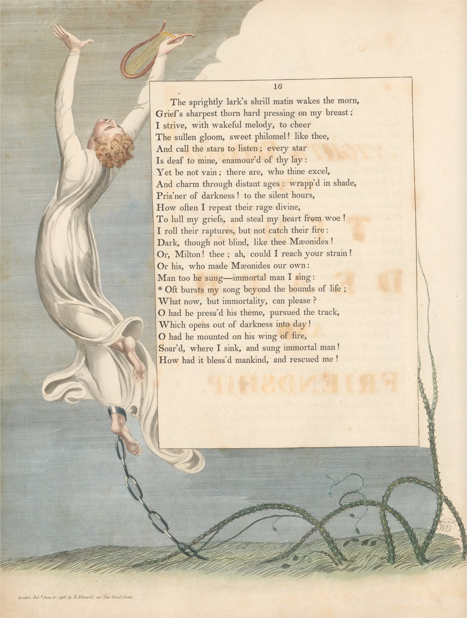 Pensieri Notturni di Young, Pagina 16, Spesso il Mio Canto Supera i Confini della Vita da William Blake