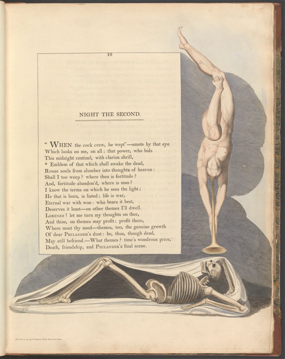 Pensieri Notturni di Young, Pagina 19, "Emblema di ciò che risveglierà i morti" da William Blake