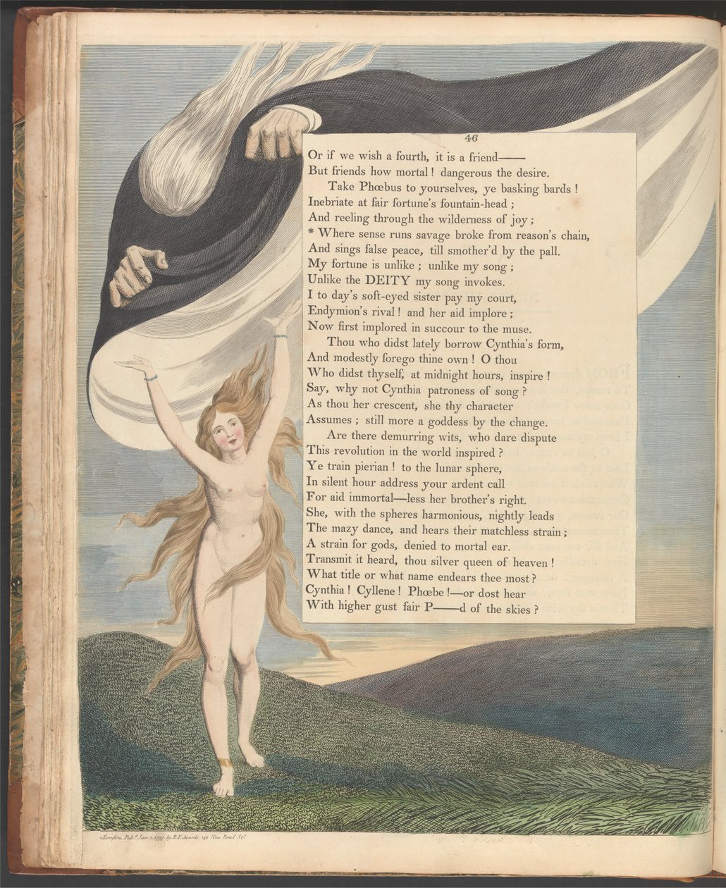 Pensieri notturni di Young, pagina 46, "Dove il senso corre selvaggio liberato dalla catena della ragione" da William Blake