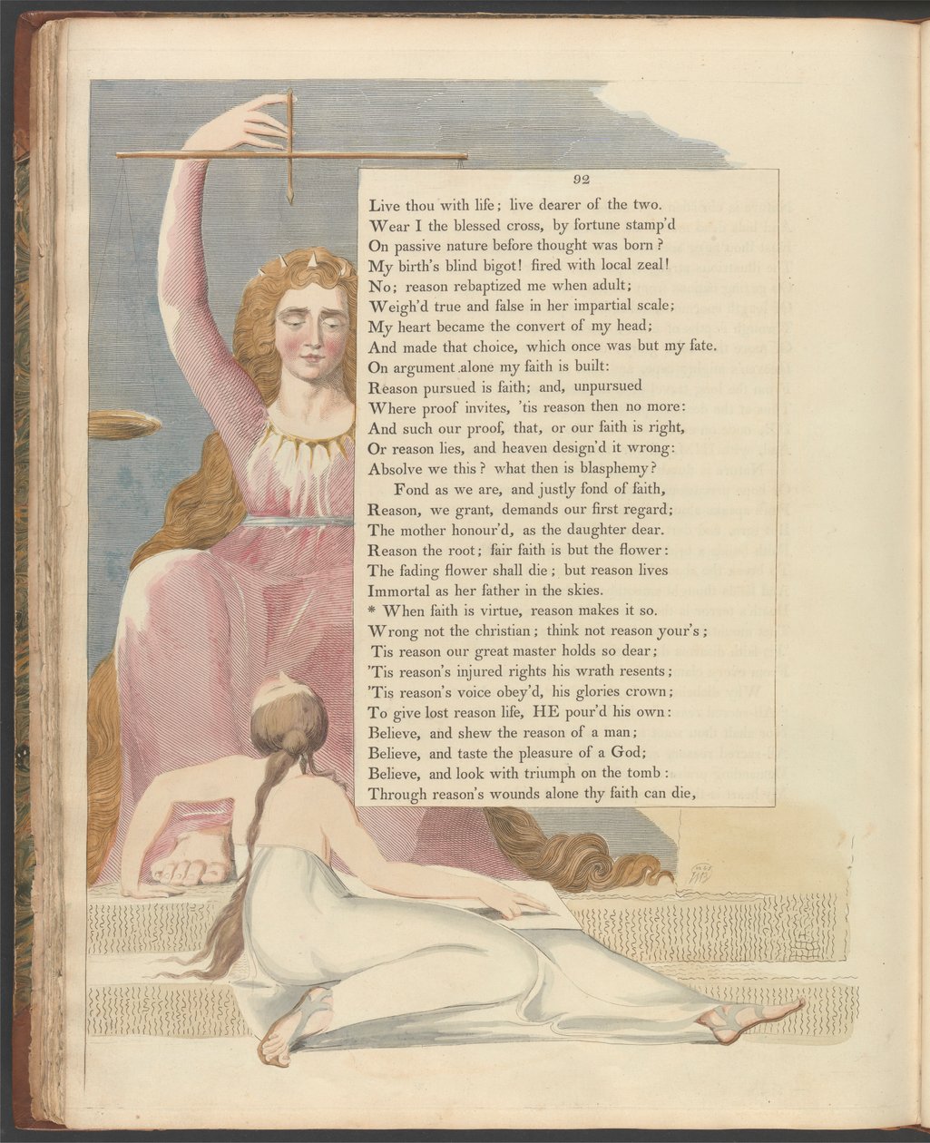 Pensieri notturni di Young, Pagina 92, "Quando la fede è virtù, la ragione lo rende tale" da William Blake
