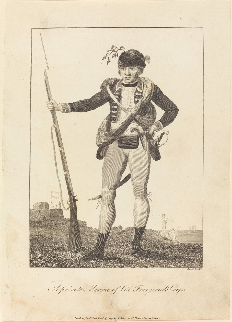 Un Marine Privato del Corpo del Col. Fourgeoud da William Blake after John Gabriel Stedman