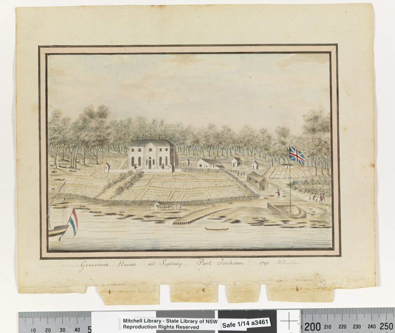 Opp. p. 225. `Casa del Governatore a Sydney, Port Jackson 1791