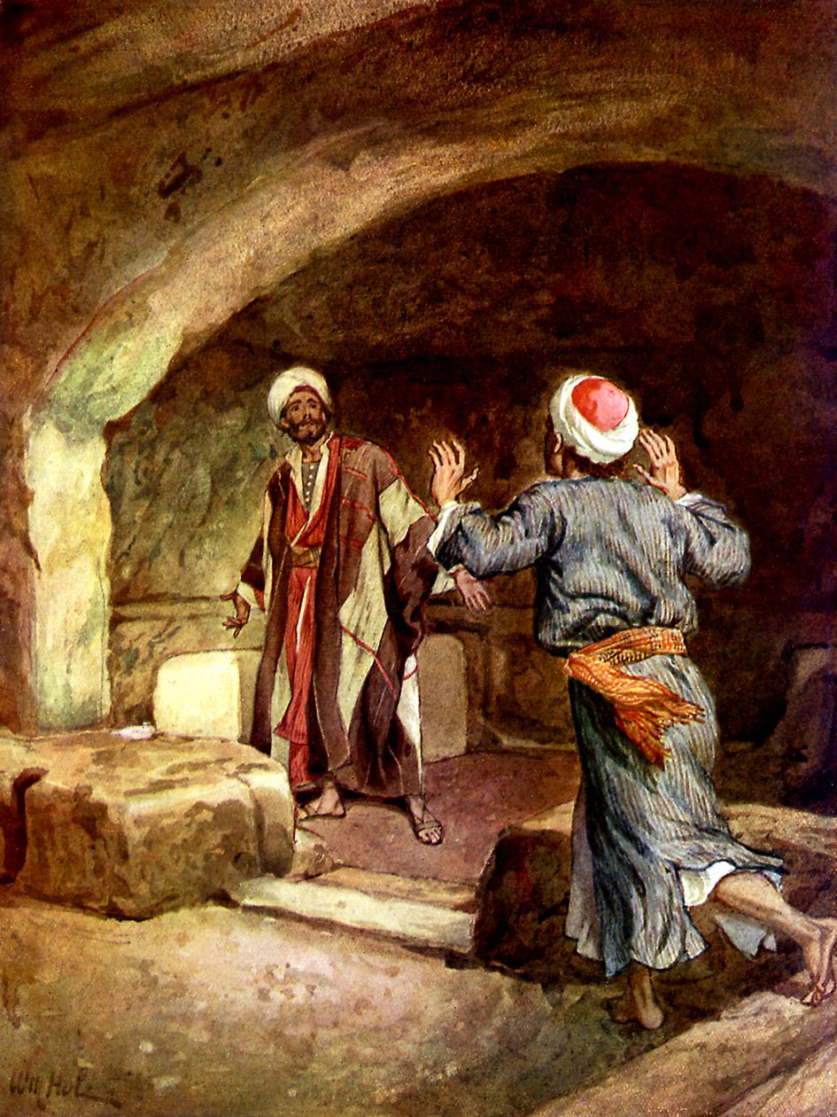 Pietro e Giovanni corrono al sepolcro vuoto - Bibbia da William Brassey Hole