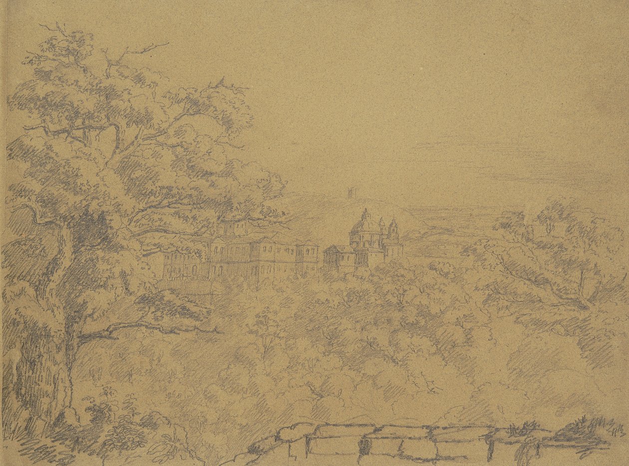 Recto: Paesaggio Rurale con Monastero da William Brockedon