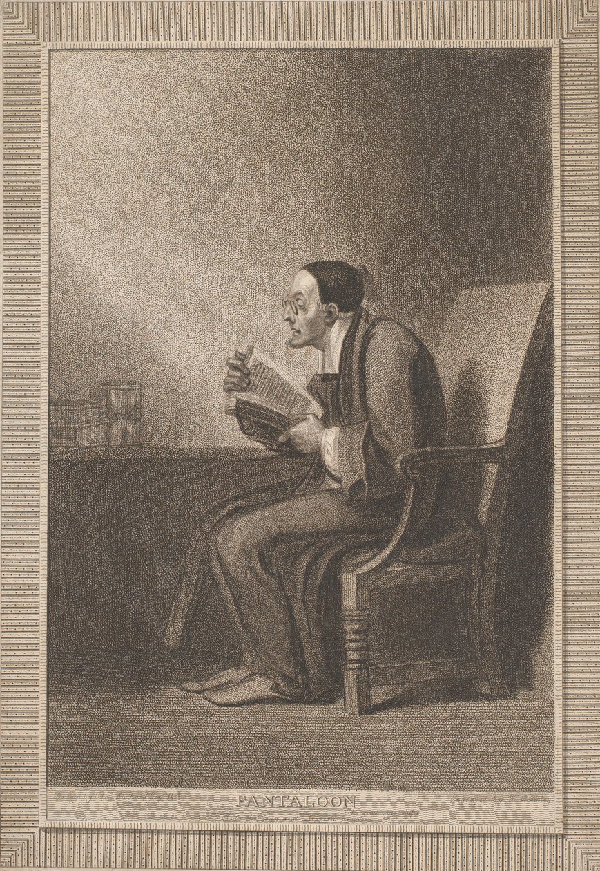 Pantalone: La sesta età si trasforma nel magro e pantofolato Pantalone Shakespeare, Come Y..., 1799 da William Bromley