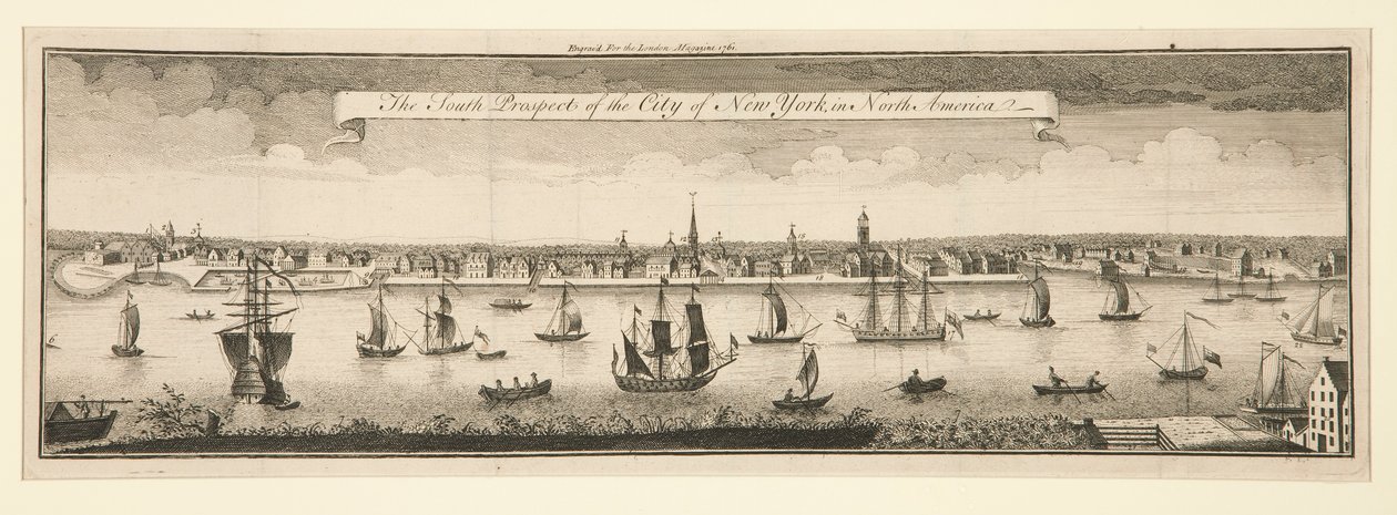 La prospettiva sud della città di New York in Nord America da William Burgis
