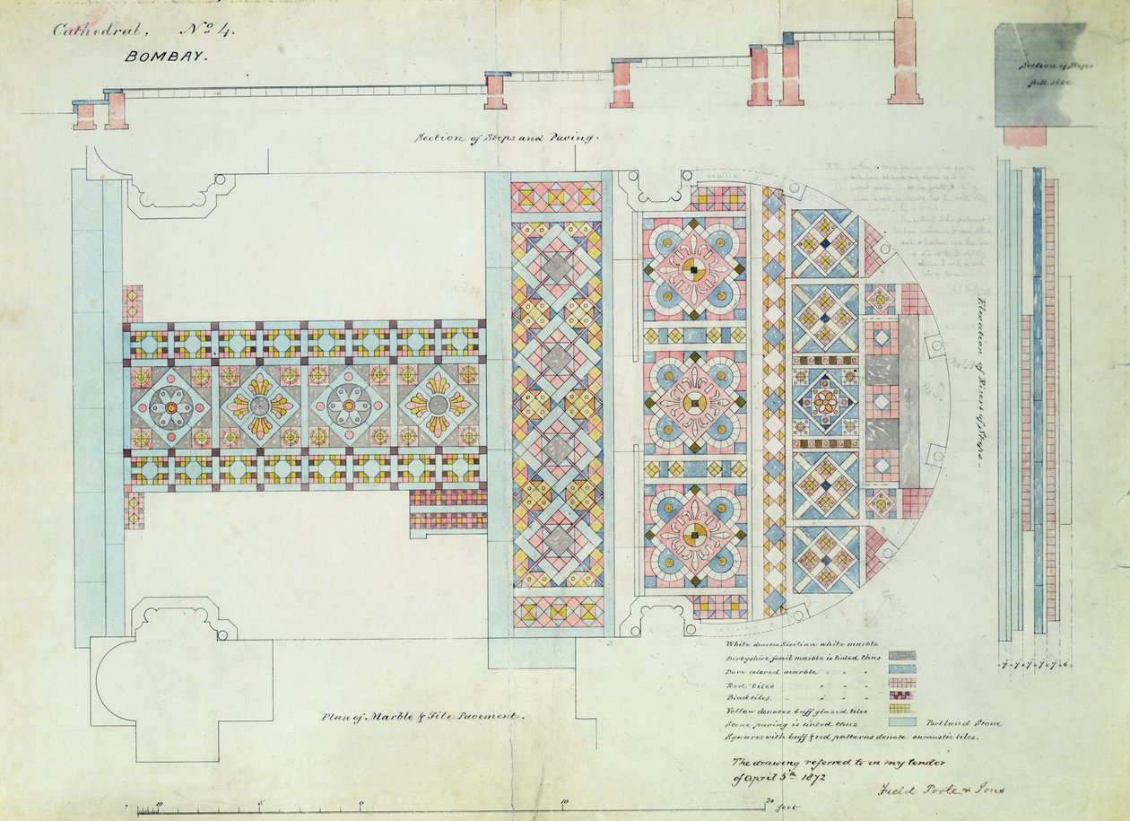Progetto per un Pavimento, Cattedrale di Bombay, India da William Butterfield