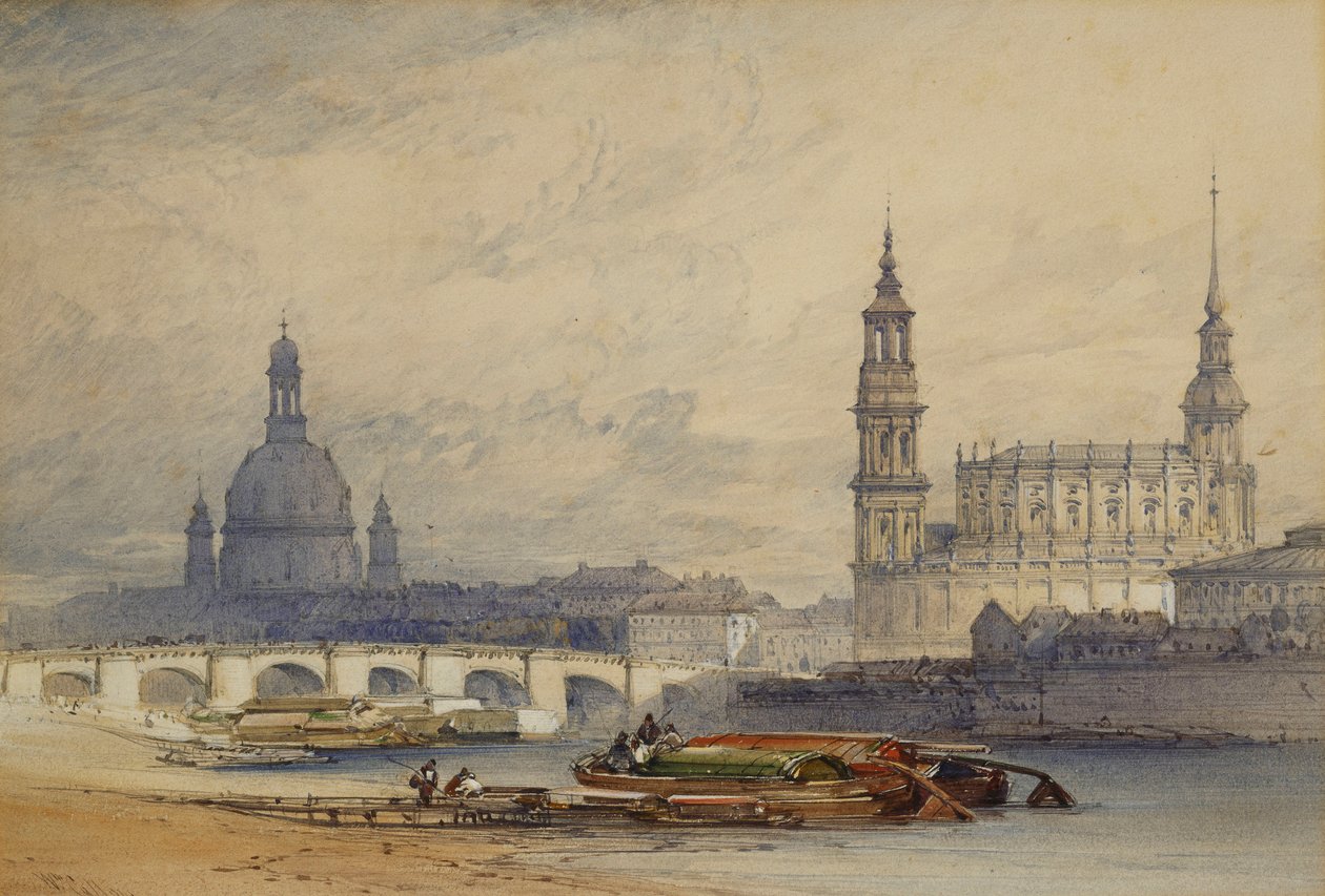 Dresda dal fiume Elba, 1853 da William Callow