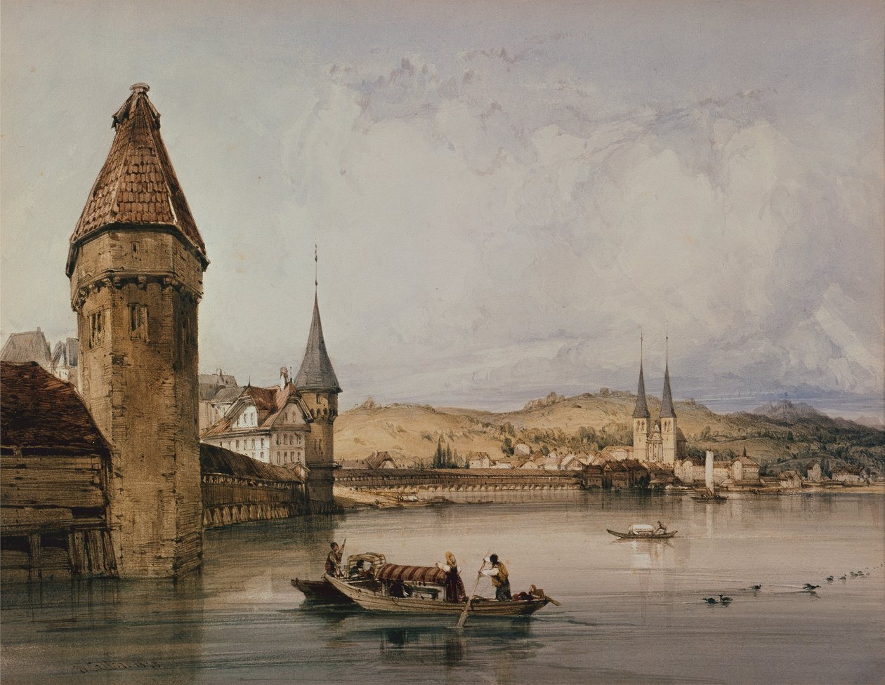 Città di Lucerna, sul lago dei Quattro Cantoni da William Callow