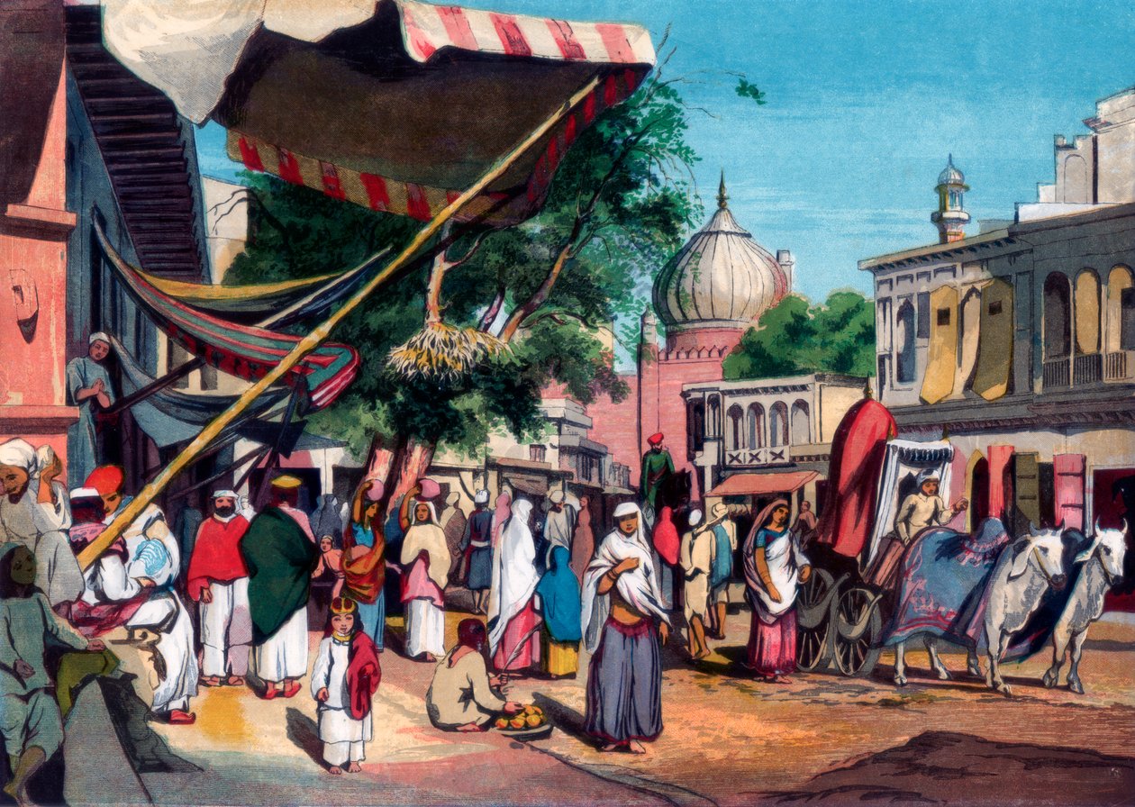 Una strada dietro la Jami Masjid, Delhi, India, 1857 da William Carpenter